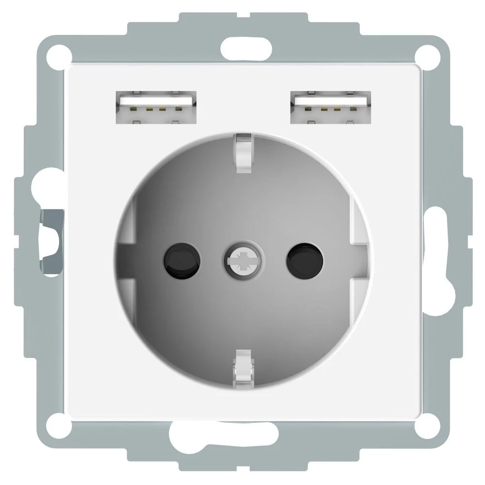  артикул MTN2366-0319 название Розетка 1-ая электрическая , с заземлением, c USB, цвет Белый, SM